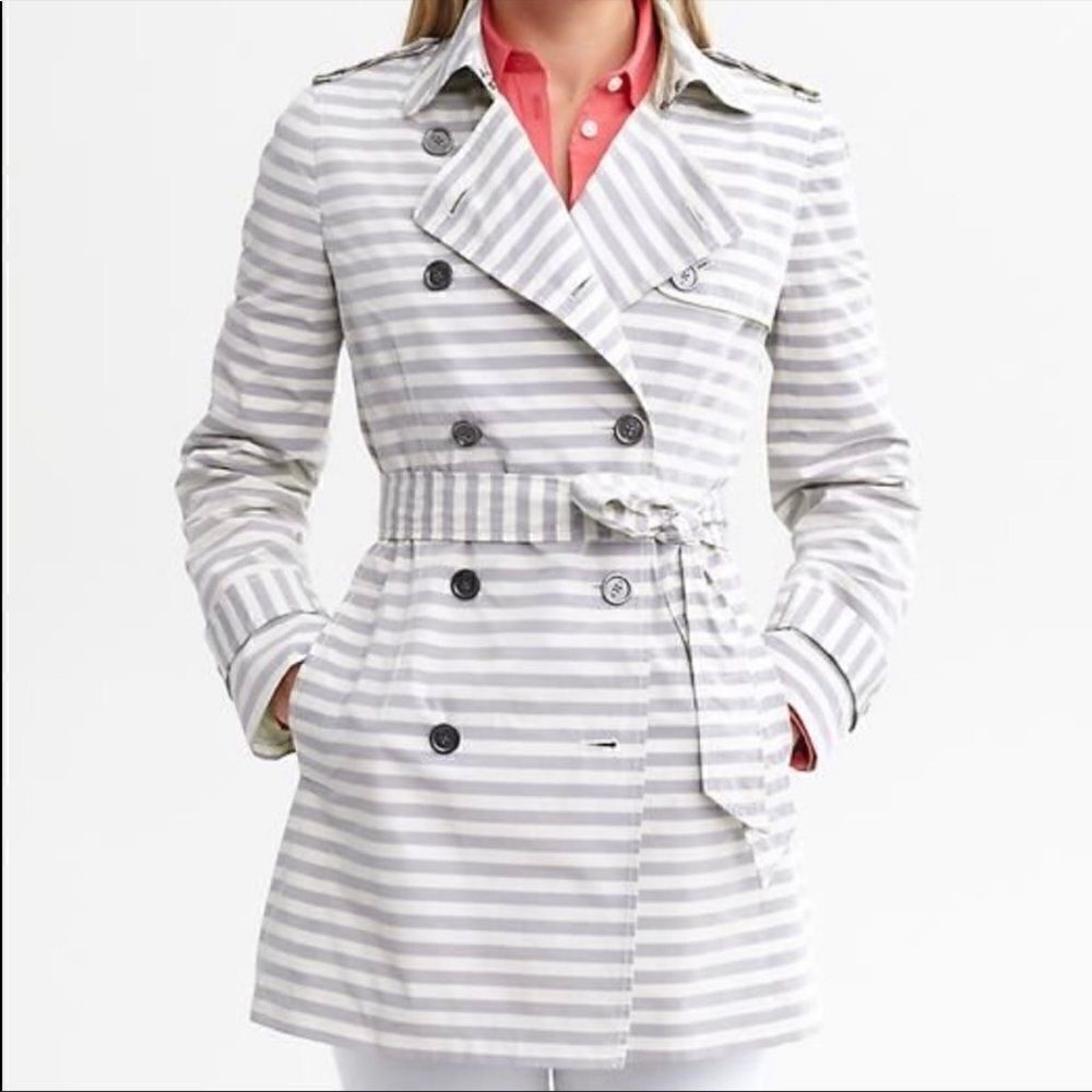 BR Striped Trench Rain Coat